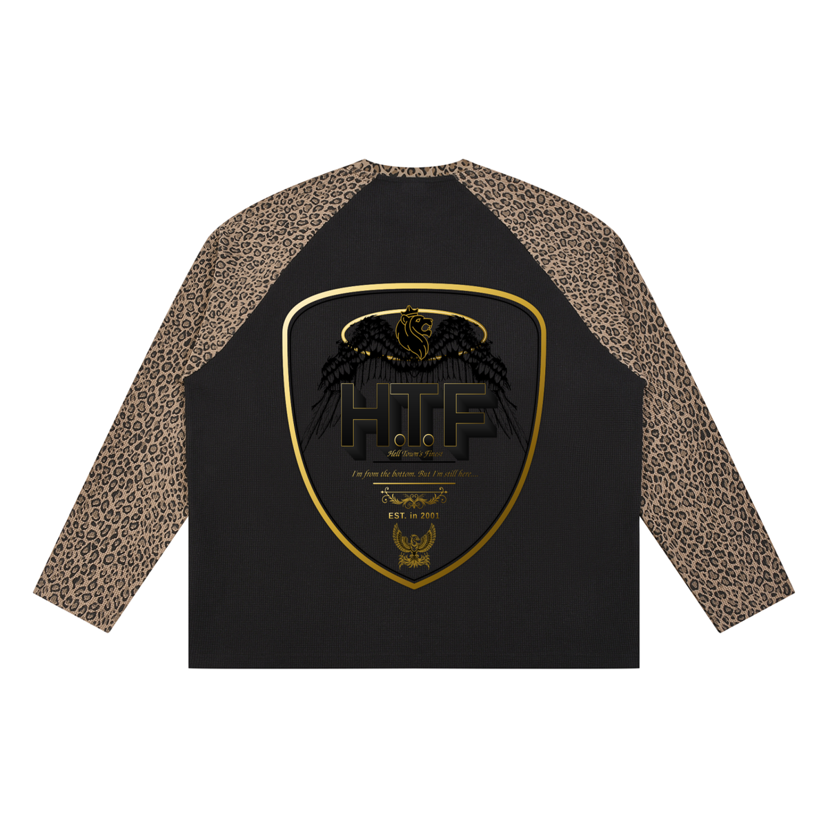 Unisex Leopard Panel Raglan Sleeve T-Shirt