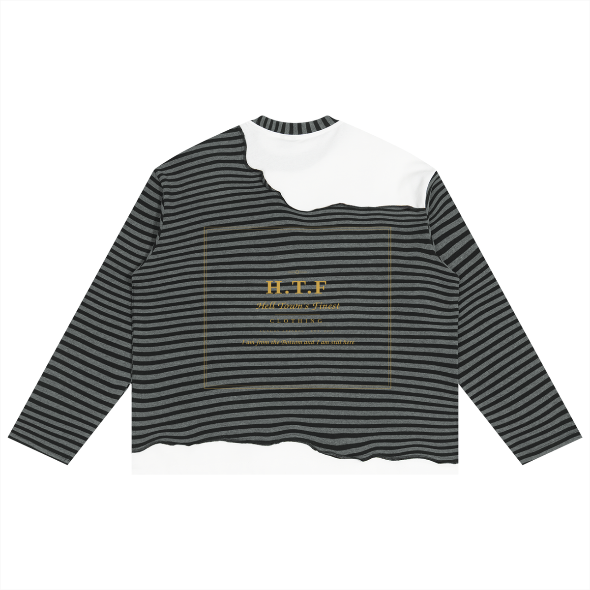 Unisex Striped Panel Boxy Long Sleeve T-Shirt