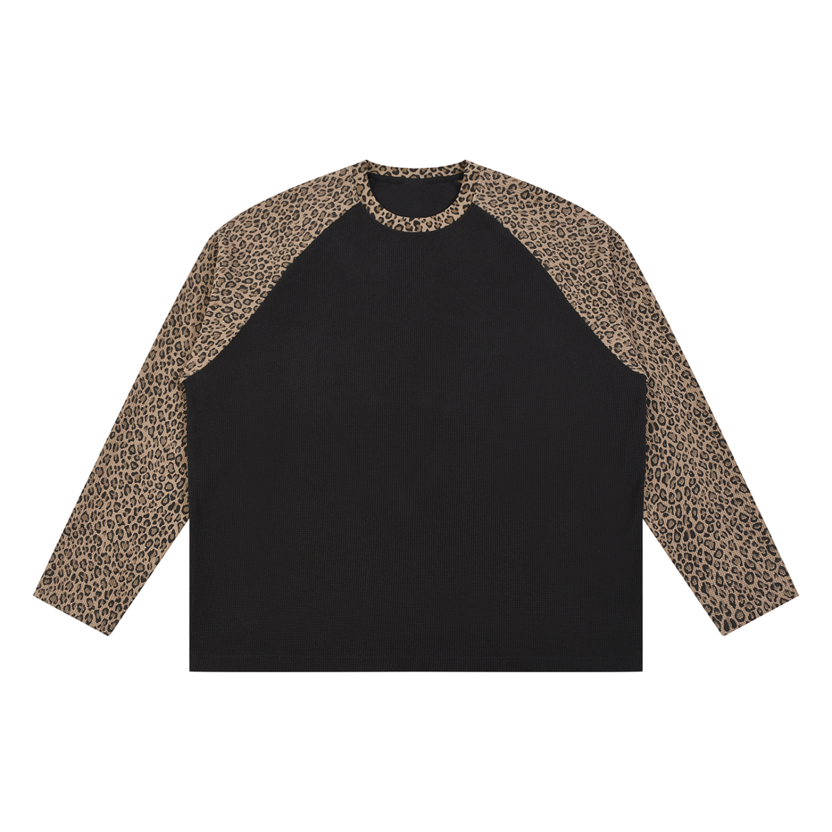 Unisex Leopard Panel Raglan Sleeve T-Shirt